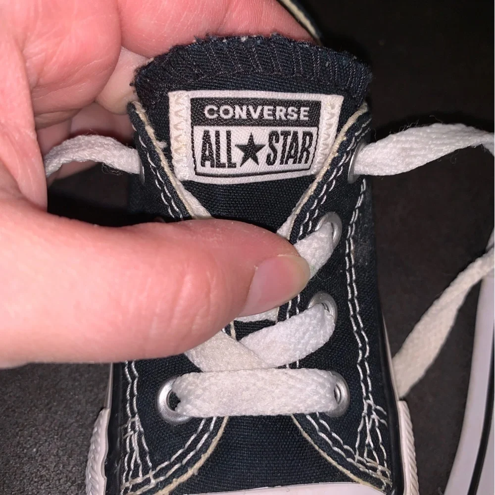 Converse All Star Rubber Cap Toe Toddler Baby Black White Lace Up Sneakers 5